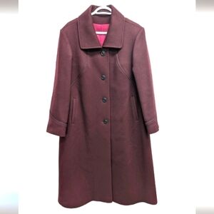 Tabé A. Gordon Ltée women's vintage burgundy and pink pure wool coat size L